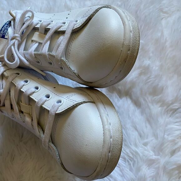 Adidas Stan Smith Sneakers Shoes White Blue Athletic Mens Size 4 - Picture 5 of 14